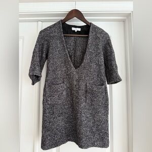 Sandro Tweed Gray V-Neck Dress